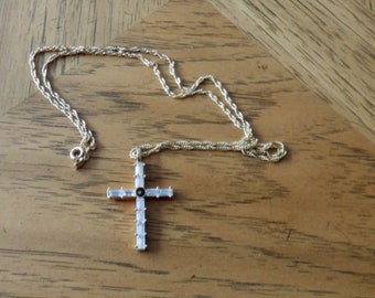 PS Co. 1999 Cross Pendant on Gold Tone Chain - Necklaces - Crosses - Jewelry - Pendants - Matthew 17:20 - Gift For Her - Christmas Gift