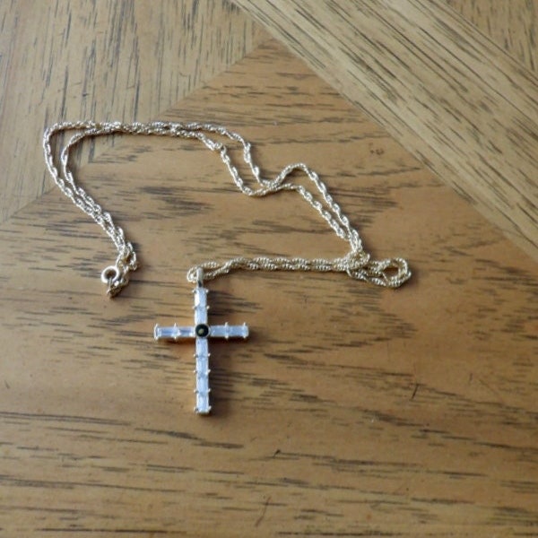PS Co. 1999 Cross Pendant on Gold Tone Chain - Necklaces - Crosses - Jewelry - Pendants - Matthew 17:20 - Gift For Her - Christmas Gift