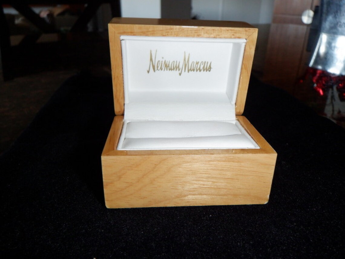 Vintage Neiman Marcus Wood shinny Ring Box Jewelry Box Etsy