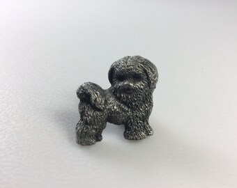D326F Bichon Frise Dog Pewter Lapel Pin Jewelry Brooch