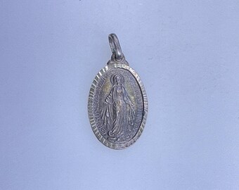 Vintage Charm Sterling Silver 925 Oval With Mother Mary and Jesus Needs ...