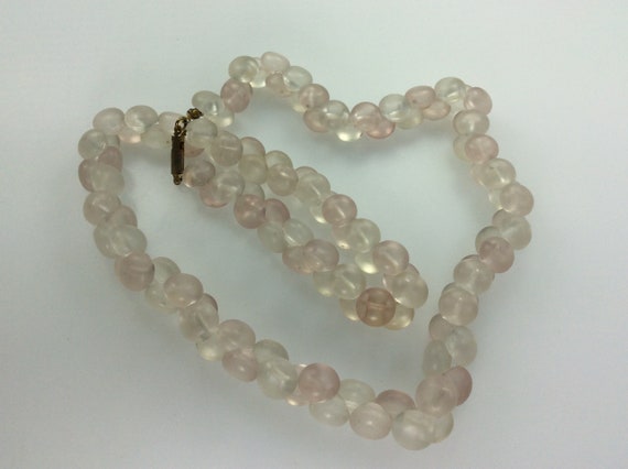 Vintage 23" Necklace With Clear And Pink Frosted … - image 1