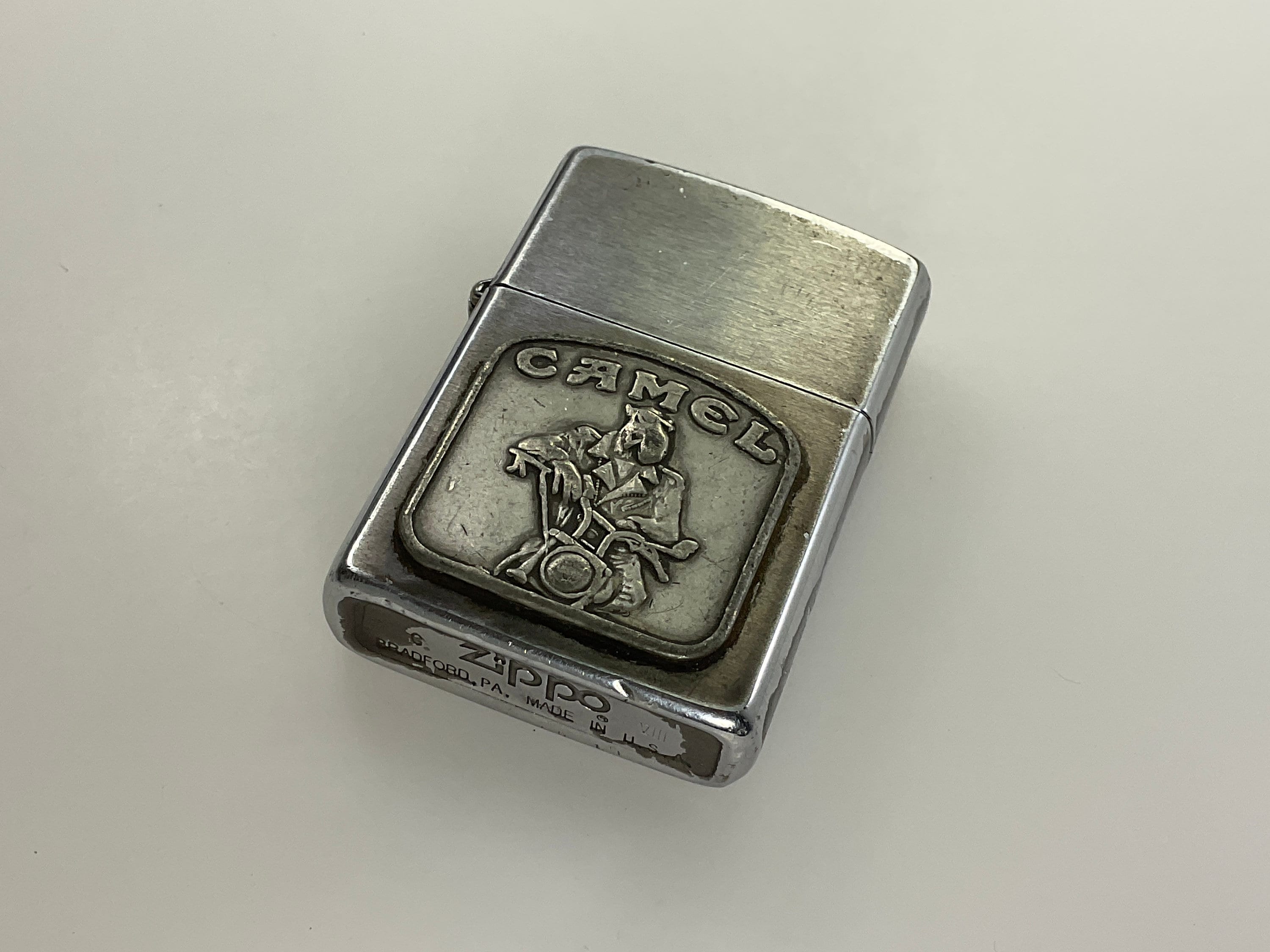 Vintage Zippo Lighter With Camel Joe on Motorcycle Emblem 1992