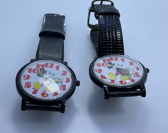 Vintage Lot Of 2 Lorus Disney Mickey Mouse Wrist Watches Non Working As Is Used