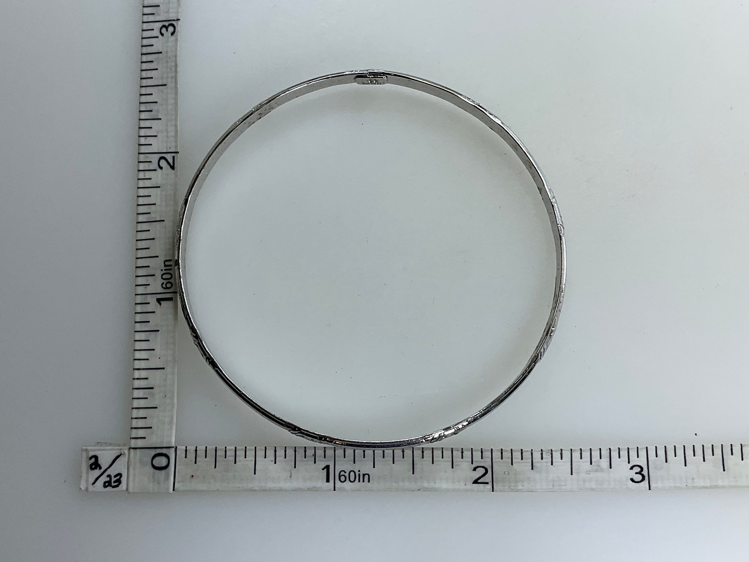 Vintage 8” Bracelet Sterling Silver 925 Bangle With Textured