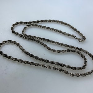 Vintage 29” Necklace Silver Toned Twist Rope Chain Used