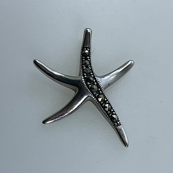 Vintage Pendant Sterling Silver 925 Starfish With Marcasites Used