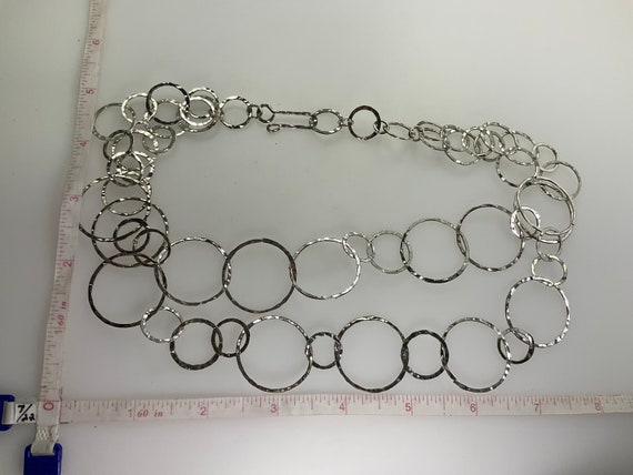 Vintage 18” Necklace Silver Toned 2 Strands Hamme… - image 2