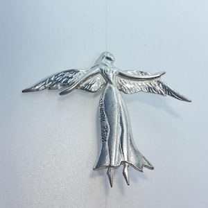 Vintage Pin Brooch Pendant Silver Toned Angel Used