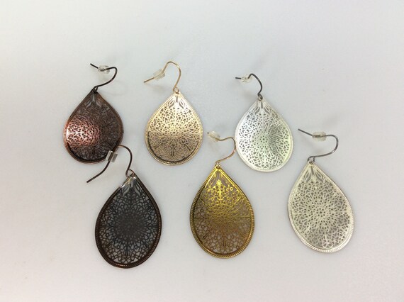 Filigree teardrop shop earrings