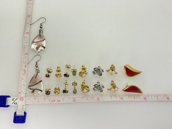 Vintage Lot Nine Pair Earrings Assorted Designs U… - image 2