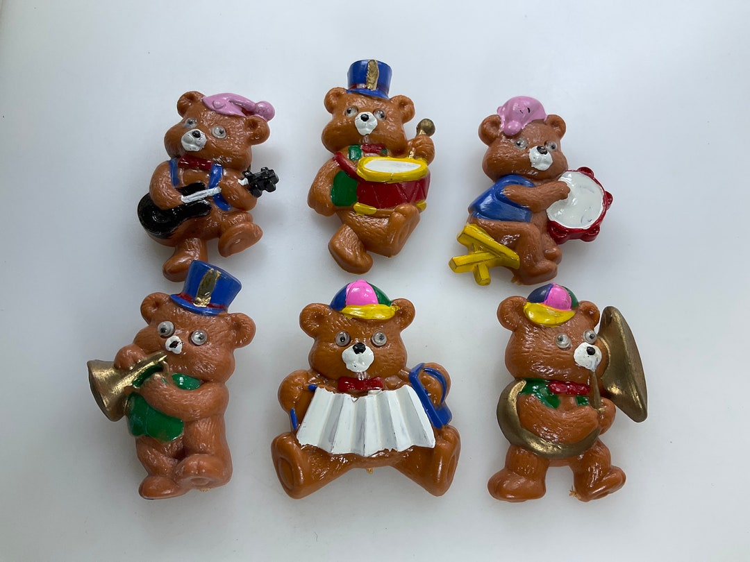Vintage Lot of 6 Pins Musical Bears With Instruments Brown Blue Red ...