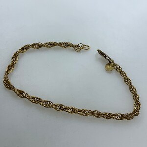 Vintage 8.25” Bracelet Sterling Silver 925 Gold Washed Twist Rope Chain Used
