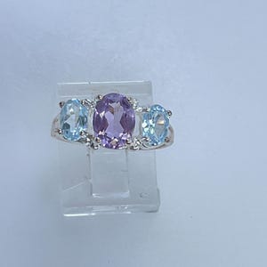Vintage Ring Size 6 Sterling Silver 925 With Amethyst And Blue Topaz Used