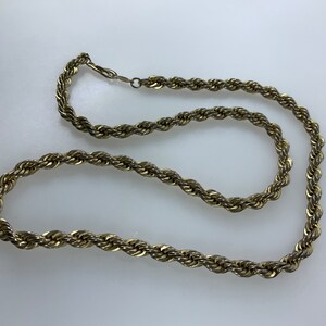 Vintage 20” Necklace Gold Toned Twist Rope Chain Used