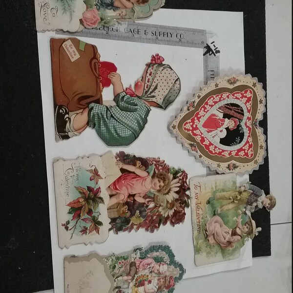 Vintage used valentine card lot
