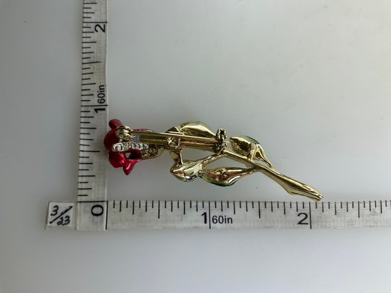 Vintage Gerrys Pin Brooch Gold Toned Rose With Re… - image 2