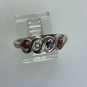 Vintage Ring Size 10.25 Sterling Silver 925 With Red Blue stones Richard Kimberly Raymond Stephen Missing Stone Used