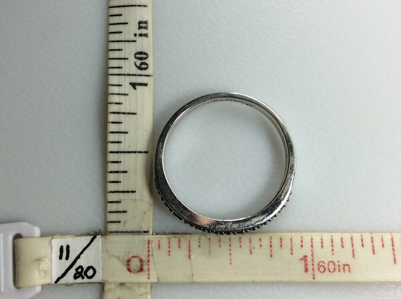 Vintage Ring Size 10 Sterling Silver 925 Wavy Band With Black Czs Used