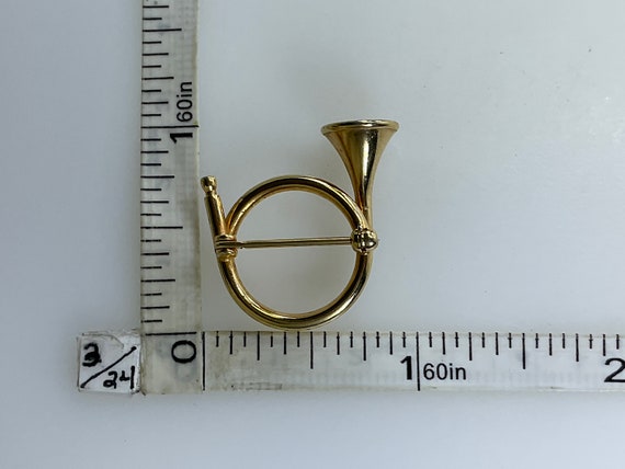 Vintage Pin Brooch Gold Toned French Horn Used - image 2
