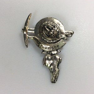 Vintage Pin Brooch Silver Toned Chiemsee Miner Hat Boot And Pick Used