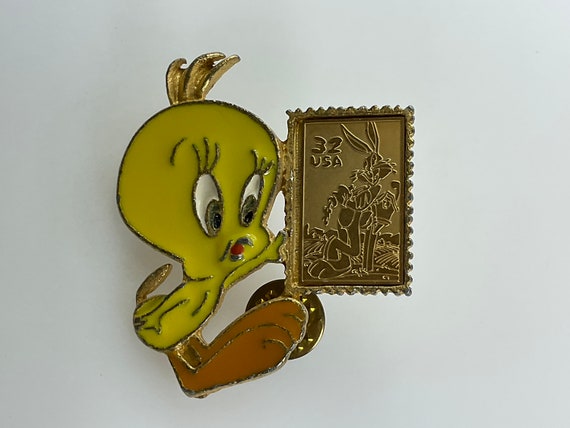 Vintage Looney Tunes Stamp Collection Pin Brooch … - image 1