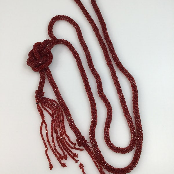 Red Beaded Necklace Missing Beads Used