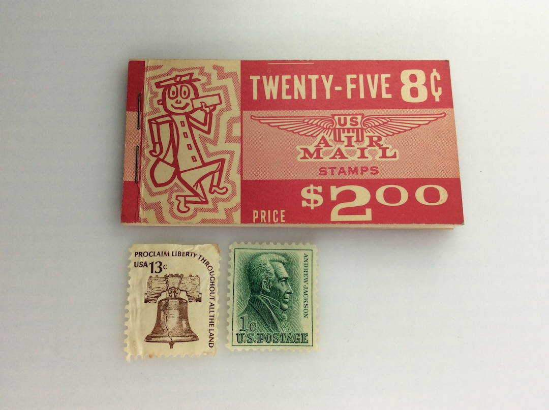 Vintage US Airmail 8 Cent Stamp Booklet Only 9 Stamps Plus