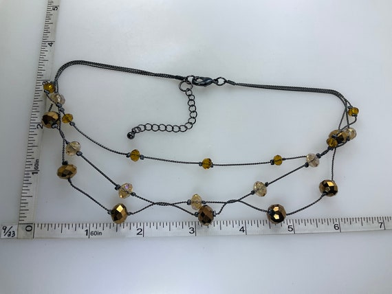 Vintage 17”-19” Necklace 3 Strands Oxidized With … - image 2