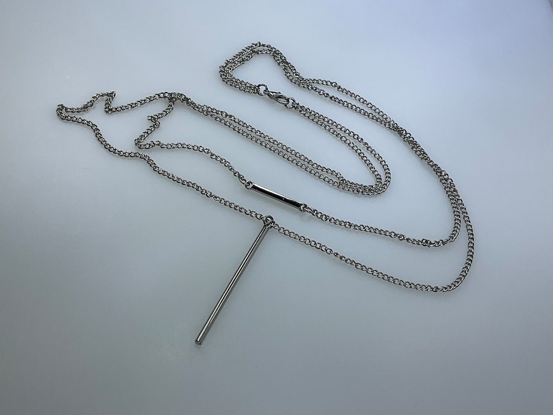 Vintage 21” Necklace 2 Strands Silver Toned Chains With Rods Used - Etsy
