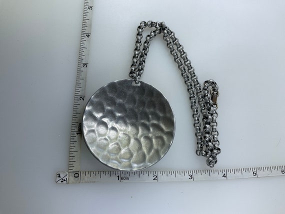 Vintage 20” Necklace Silver Toned Textured Round … - image 2