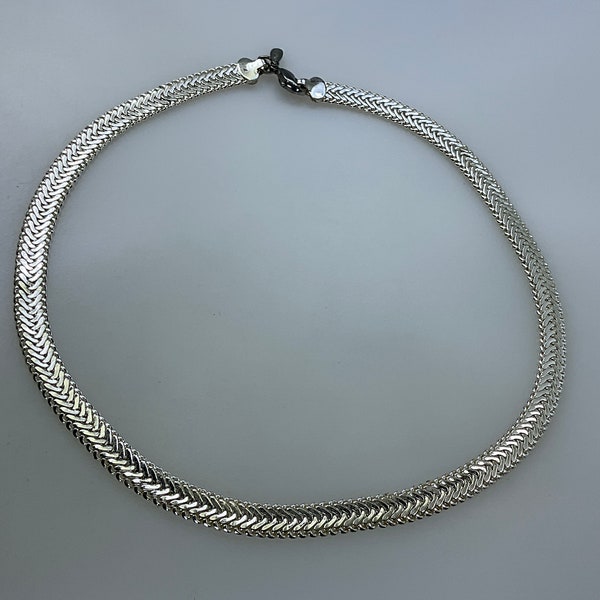 Vintage Napier 16” Necklace Silver Toned Herringbone Chain Used