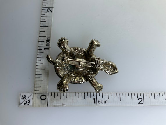 Vintage Pin Brooch Gold Toned Turtle With Brown E… - image 2