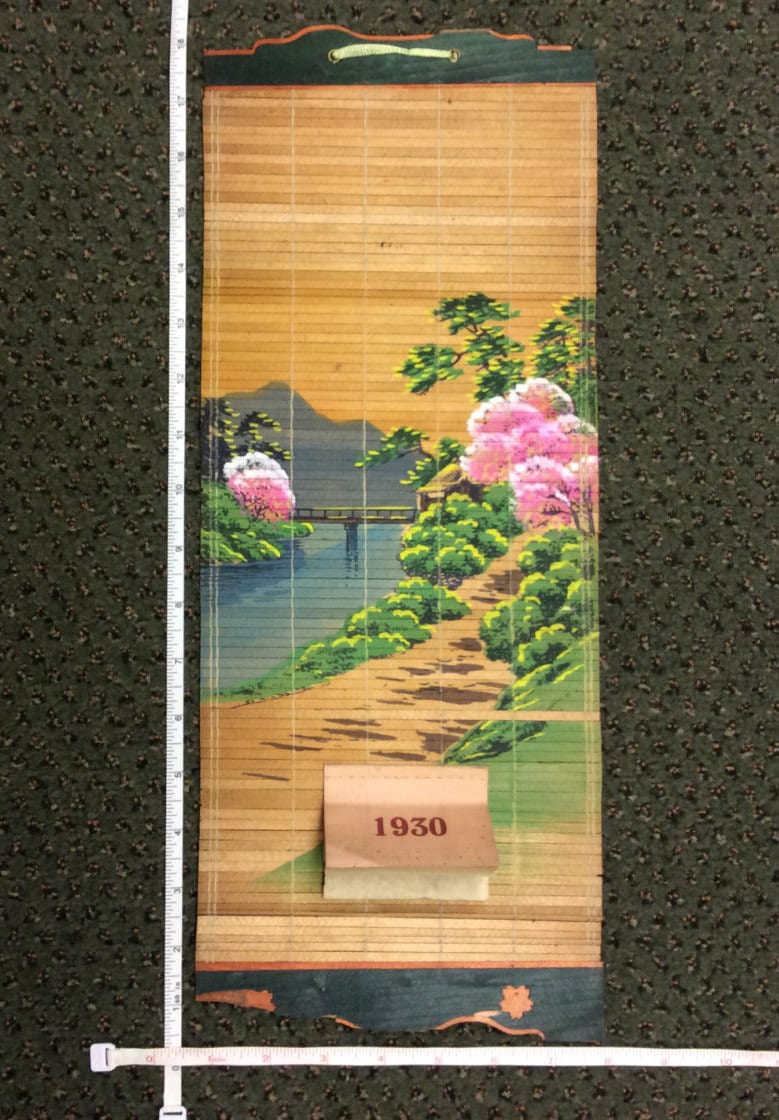 Vintage Old Antique 1930 Bamboo Scroll Calendar Used Etsy