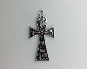 Vintage Silver Toned Pendant Charm Egyptian Ankh Jewelry Supply