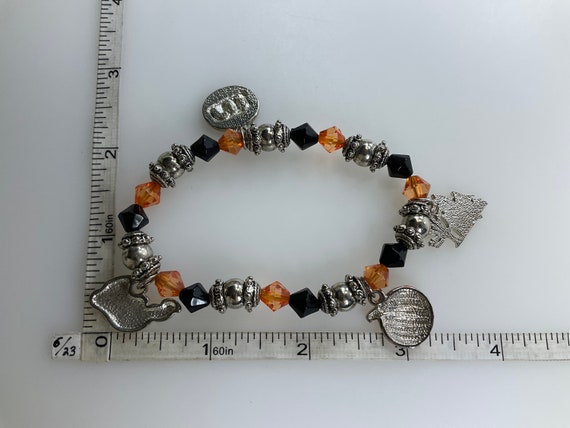 Vintage 7” Bracelet Stretchy Halloween Themed Wit… - image 2