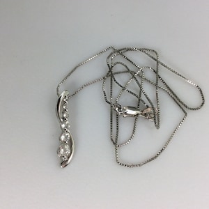 Vintage 18&quot; Necklace Sterling Silver 925 Curve And Bar Design With Graduating Clear stones Used