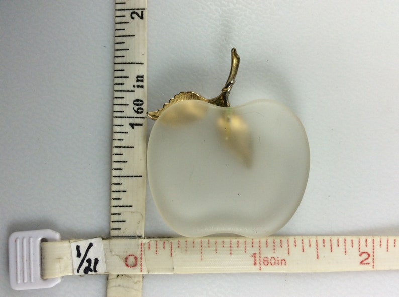Vintage Pendant Gold Toned With Frosted White Glass Apple Used