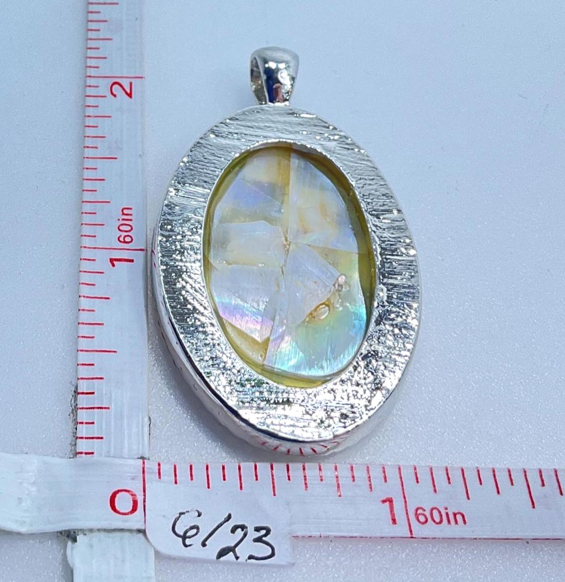 Vintage Silver Toned Checkered Abalone Shell Pendant Used - Etsy