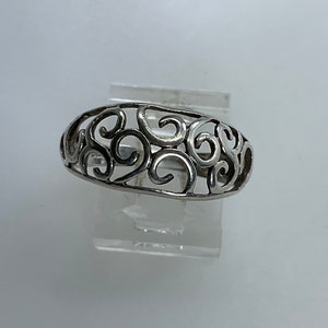 Vintage Ring Size 8 Sterling Silver 925 Filigree Design Used
