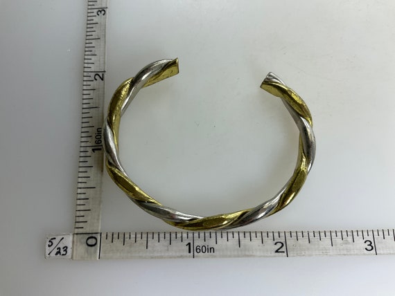 Vintage 7” Bracelet Silver Gold Toned Twist Desig… - image 2