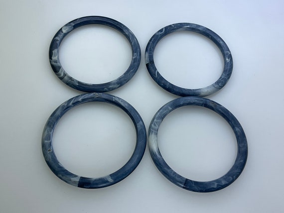 Vintage 8” Bracelet Set Of 4 Bangle Blue Marbled … - image 1