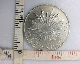 1895 8 Reales Coin Money Mexico Used