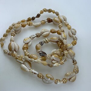 Vintage 35” Necklace With Shell Beads Brown Tones Used