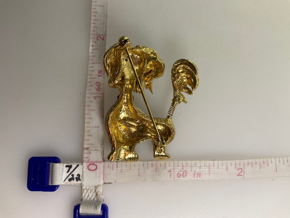 Vintage Pin Brooch Gold Toned Dog Design With Bro… - image 2