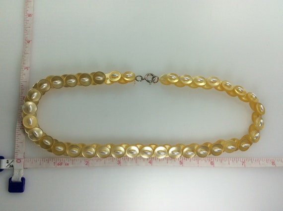 Vintage 18" Necklace With Yellow Button And White… - image 2