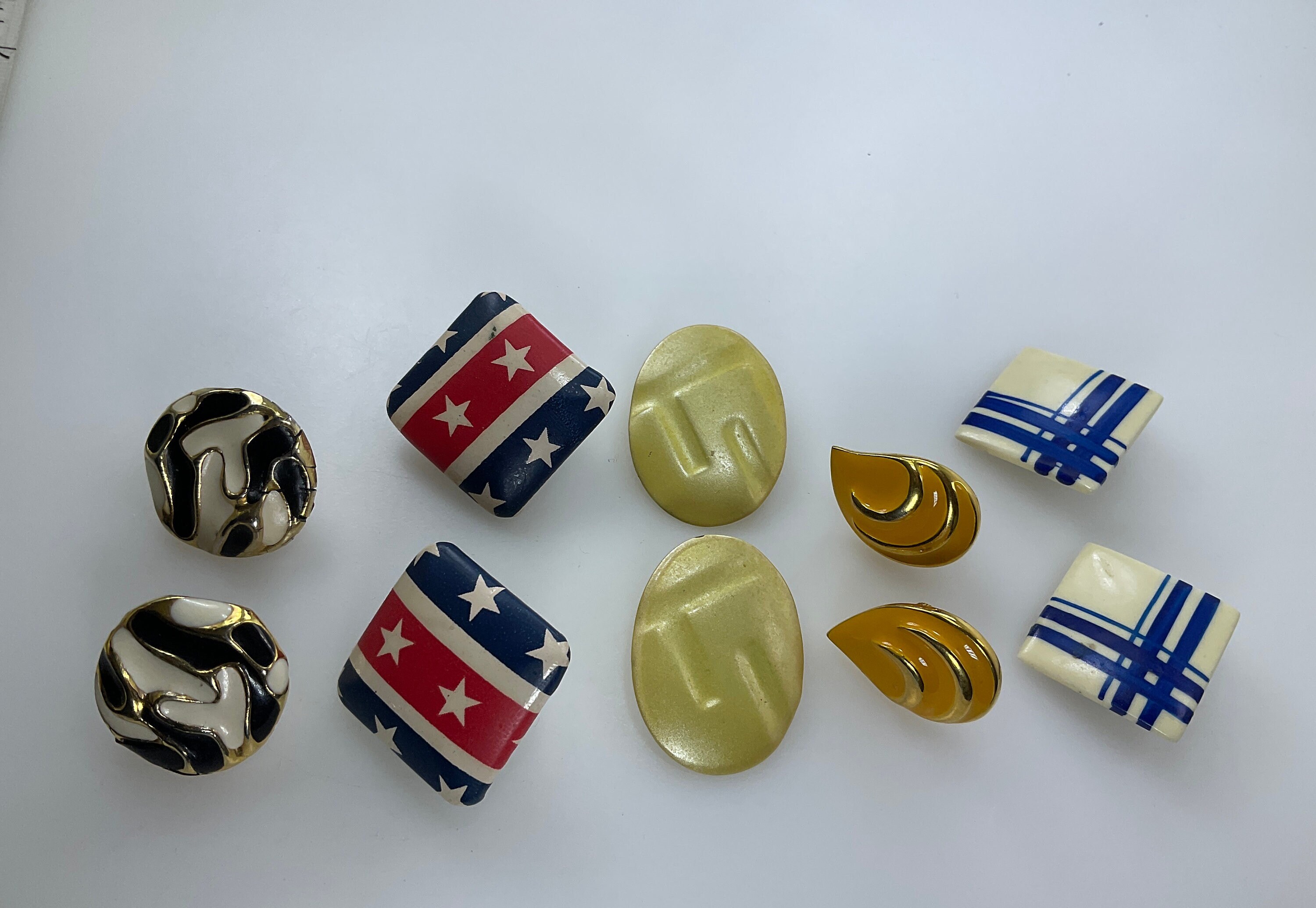 Vintage Lot 5 Pair Earrings Assorted Designs Minor Issues As Is Used