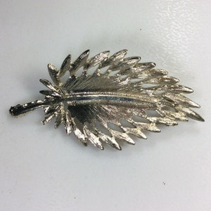 Vintage Pin Brooch Silver Toned Textured Leaf Used