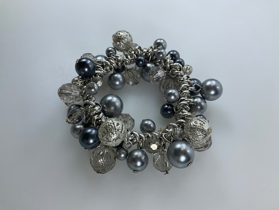Vintage 6” Bracelet Stretchy With Silver Toned An… - image 1