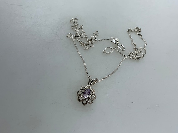 Vintage 18” Necklace Sterling Silver 925 Floral W… - image 1